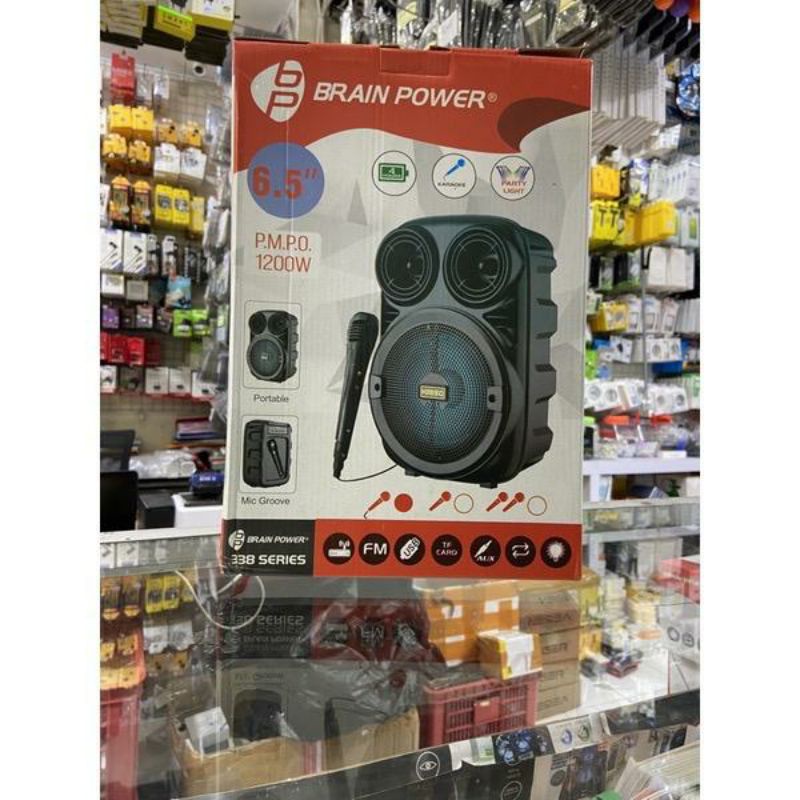Speaker Bluetooh Karaoke Portable Kimiso 3381/Brain Power + Free Mic Ukuran 6.5-3