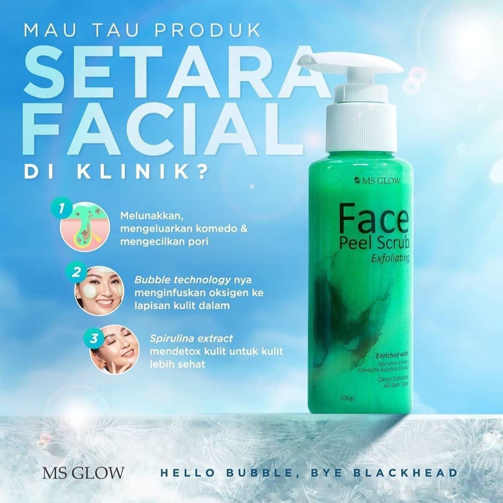 Jual Face Peel Scrub MS Glow Original Face Peel Penghilang Komedo Blackhead Dan Eksfloitasi Sel