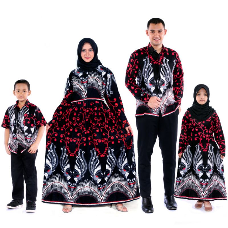 COUPEL GAMIS FAMILI Batik keluarga ,SARIMBIT IBU AYAH DAN ANAK