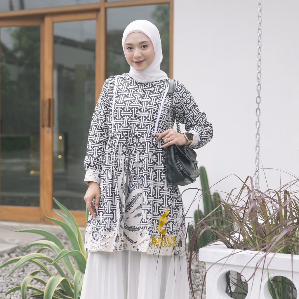 Batik Prabuseno - WATI   Tunik  Wanita    Original Ori Modern   Jumbo Atasan  Kerja Busui Big Size C