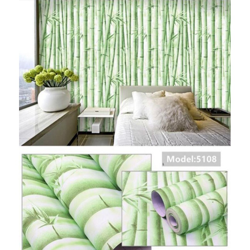 Wallpaper Stiker Dinding Bambu Muda 10m x 45cm