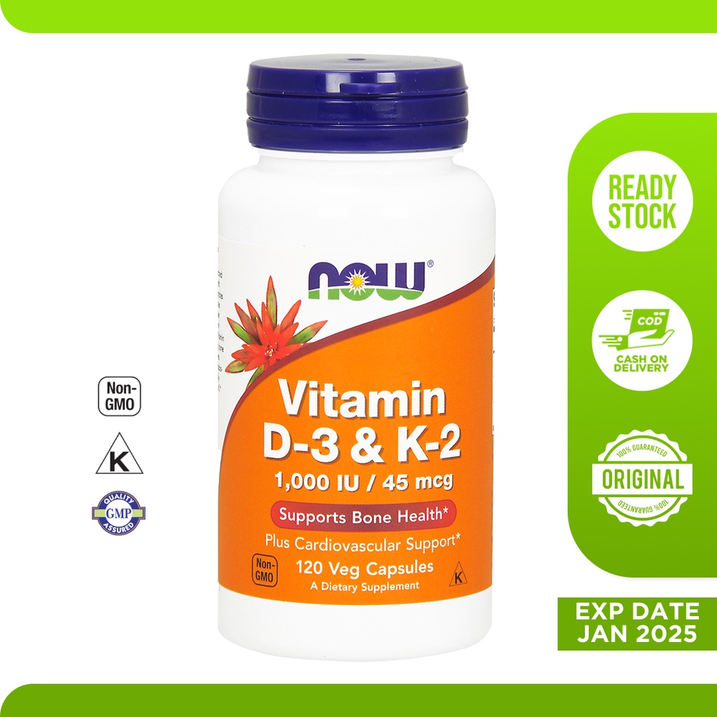vitamin suplemen now foods d3 k2 d 3 k 2 1000 iu 45mcg 120 veggie kapsul