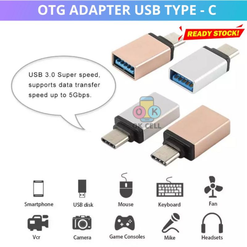 OTG Type C USB Sambungan Converter Konektor Compact Flash Drive Disk Premium