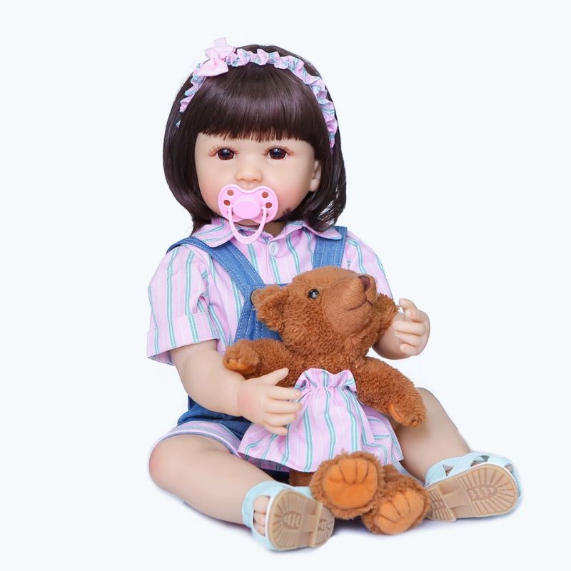Boneka Reborn 55CM original NPK full body silicone bebe doll reborn toddler doll in blue jeans