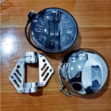 Lampu Daymaker 5.75 inch 16 led set batok L2G CROM PLUS Kupingan CNC