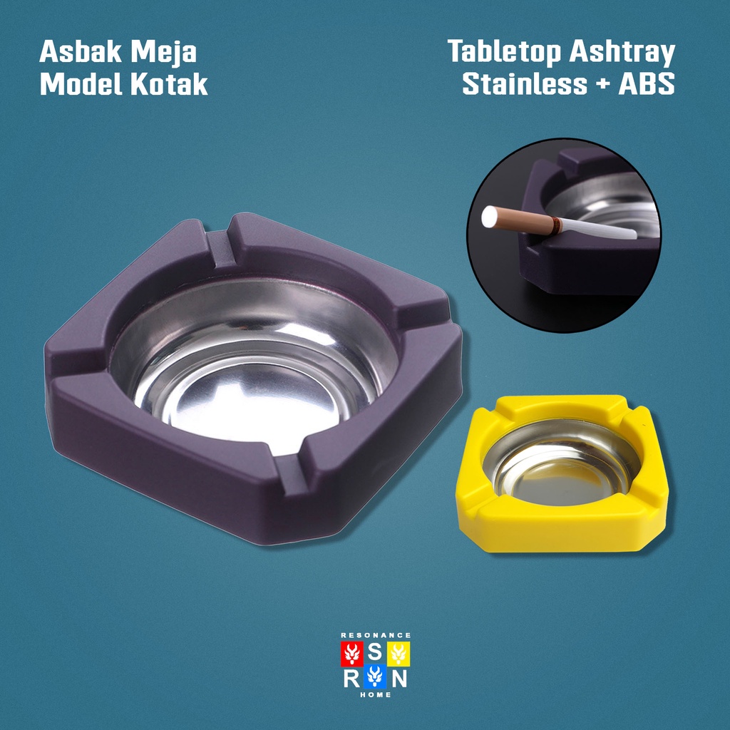 Asbak Kotak Warna Warni / Square Tabletop Ashtray Resonance Home