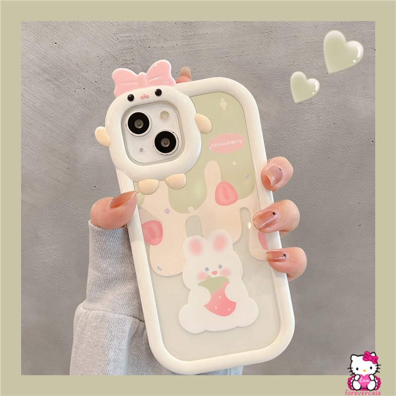 Soft Case TPU Motif Kartun Beruang / Kelinci 3D Untuk IPhone XR 11 13 12 Pro MAX 6 6S 7 8 Plus X XS MAX SE