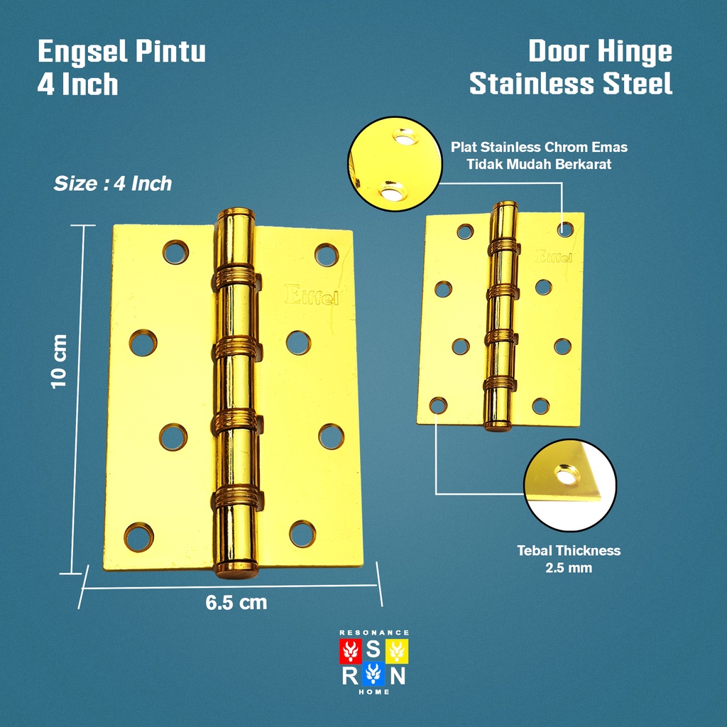 Engsel Pintu / Jendela TEBAL 4 inch GOLD Resonance Home