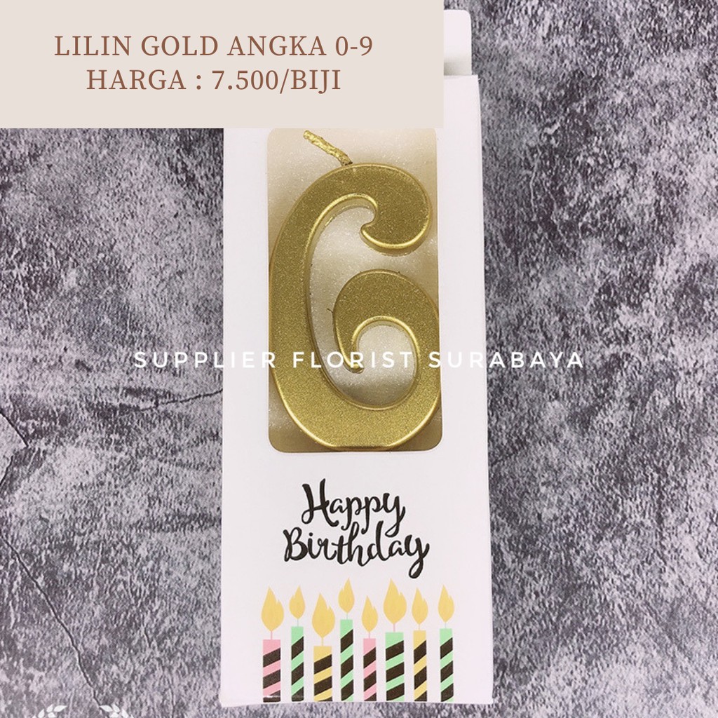 LILIN ANGKA ULANG TAHUN HAPPY BIRTHDAY GOLD 0-9