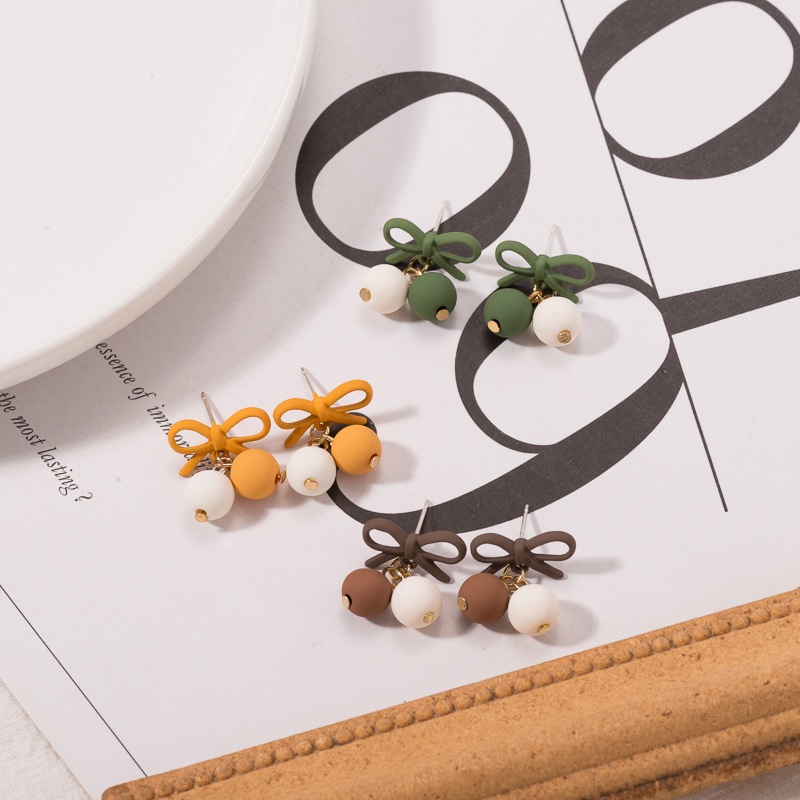 [littlecrab] Anting Pita Bola Colorful Anting Lucu Unik Two Tone 2 Warna Cute Woman Earrings Anting Berkualitas Simple Elegan Korean Style