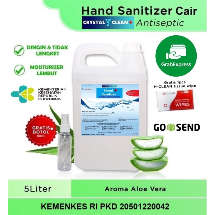 HAND SANITIZER 5 LITER CAIR (BUKAN GEL) ANTISEPTIC 70% - KHUSUS GRAB GOSEND &amp; SHOPEE EKSPRESS !!