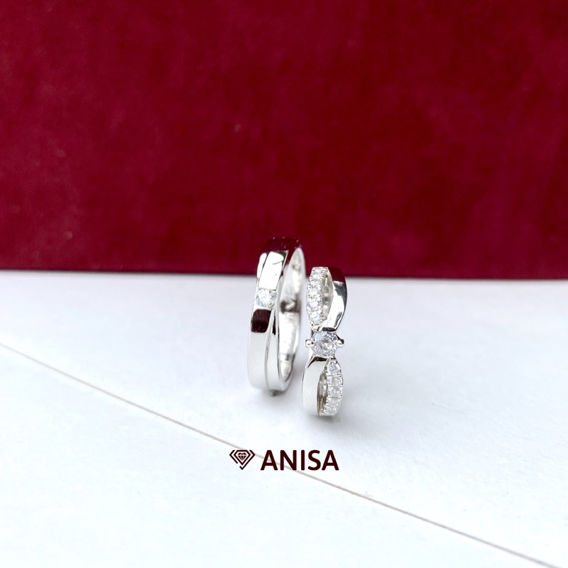 cincin tunangan berbahan emas putih ellegant single