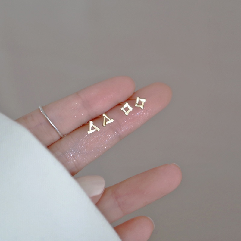 1 Pasang Anting Stud S925 Silver Bentuk Persegi Geometris Anti Alergi Gaya Korea Untuk Wanita