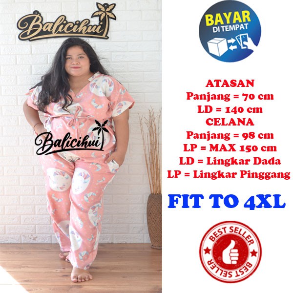 Balicihui Setelan Satin Jumbo Piyama Plus Size Baju Tidur Big Size Setelan Panjang Wanita