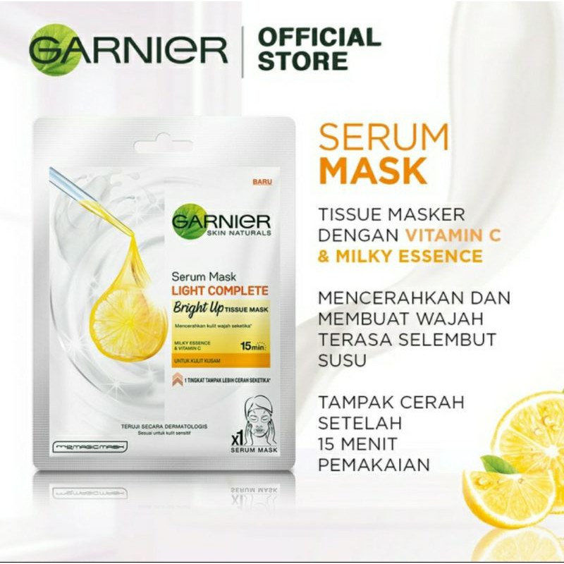 Garnier Masker Wajah Serum Mask Sheet Light Complete Bright Up