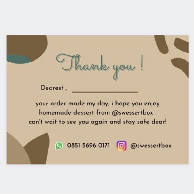 

THANK YOU CARD [CUSTOM DESIGN] : FOR OLSHOP/ACARA/SOUVENIR