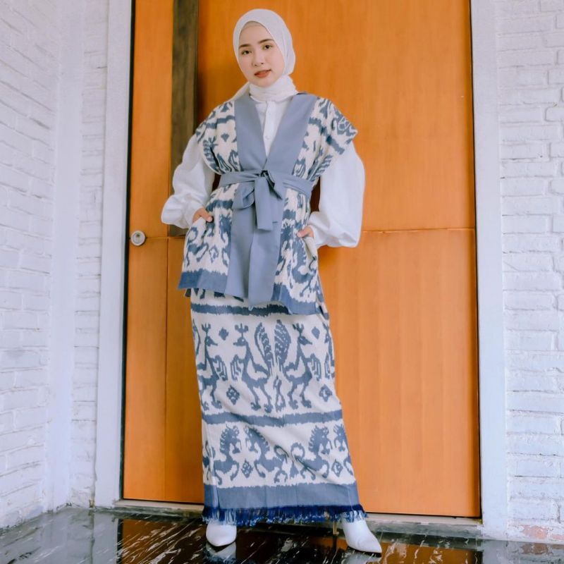 Setelan tenun wanita || outer tenun || baju tenun wanita || rok tenun terbaru || baju tenun blangket