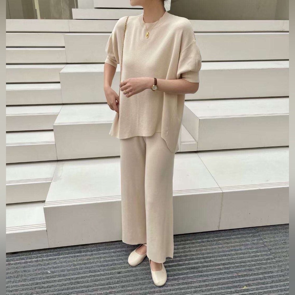 [FG] Curvy Knit Set Oversize Top & Pants SET6592-4