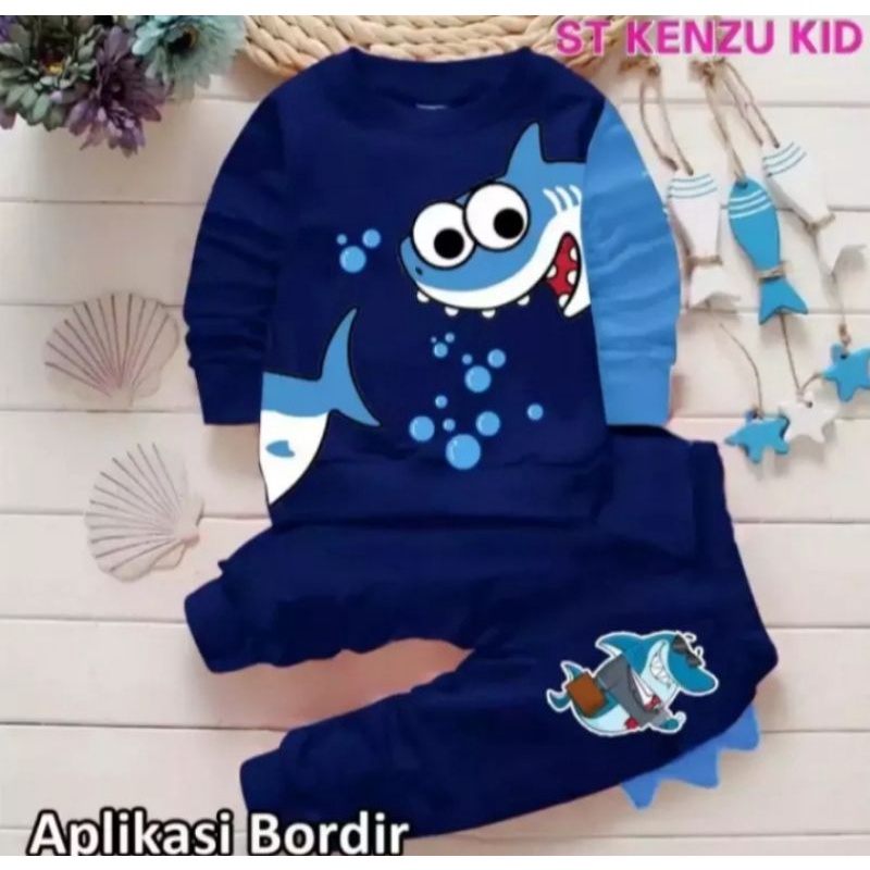 Setelan Sweater Beby Terry Motif beby shark 1-6 Tahun Pakaian anak Laki-laki Dan Perempuan