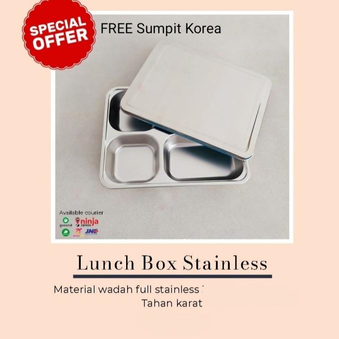Piring Kotak Makan Stainless Sekat 4