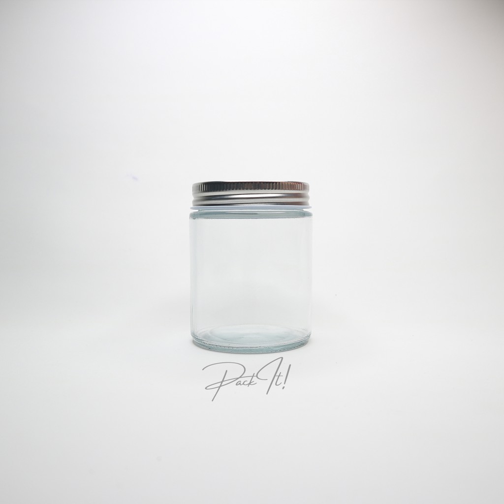 JAR KACA 300ML / BOTOL KACA 300ML / TOPLES KACA 300ML TUTUP ALUMINIUM