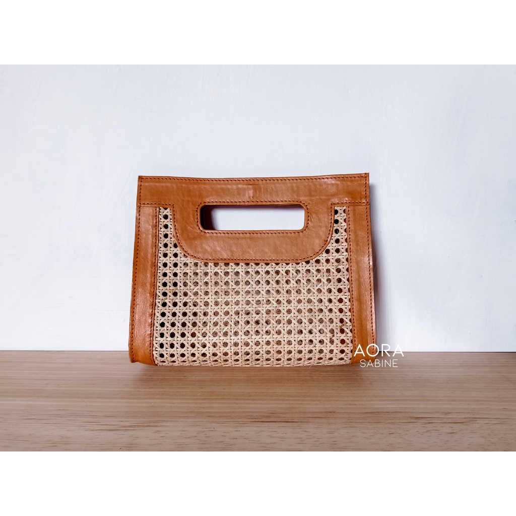 Rattan Bag, Handbag, Summerbag, Rattan Leather, Leather Bag, Tas Anyam Rotan, Handmade Bag, Woven, W