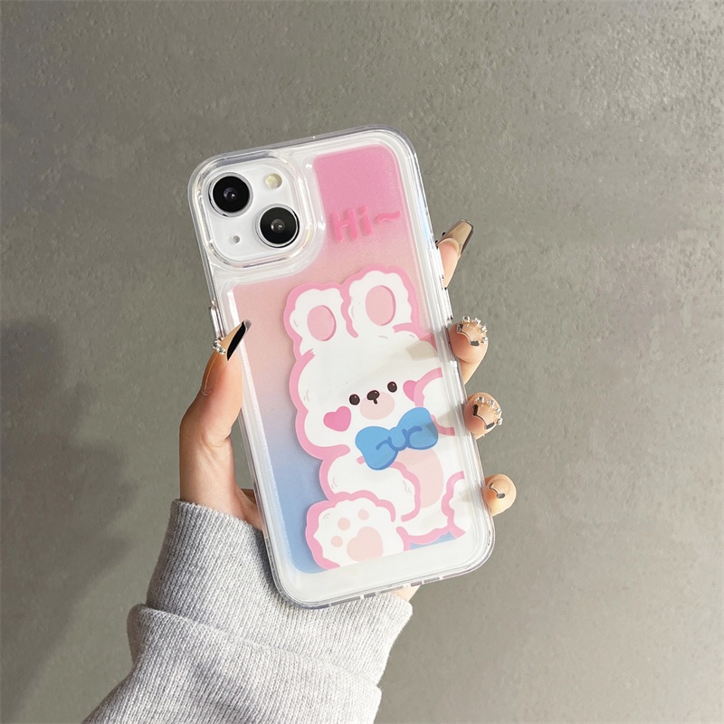 Soft Case Transparan Motif Kartun Beruang Dan Kelinci Untuk iphone 11 12 13 pro max x xs xr xsmax 7 8 plus