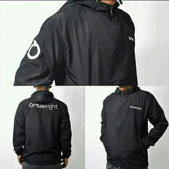 JAKET PARASUT ORTUSIGHT BLACK JAKET RUNNING LARI  - All Size