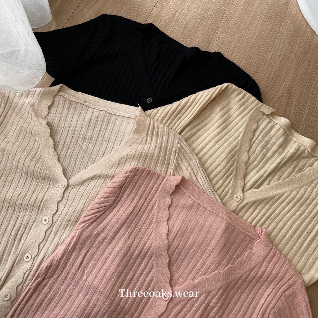 BONESET TOP - Kardigan Rajut Import Premium Murah Kancing Wavy Lengan Panjang Casual Korean Style