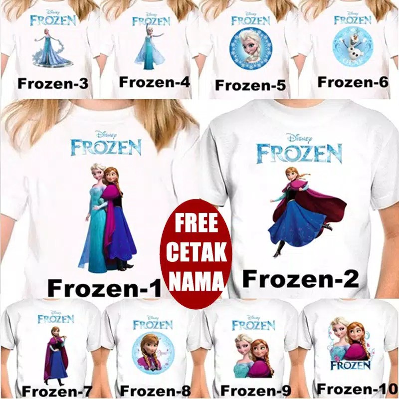 Kaos Frozen Elsa Ana Anak Dewasa Custom Couple FREE NAMA
