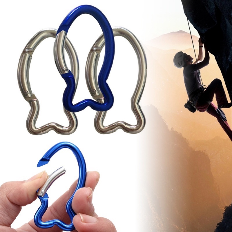 No.6 Carabiner Portable Bentuk Ikan Bahan Aluminum Alloy Untuk Camping / Hiking / Piknik