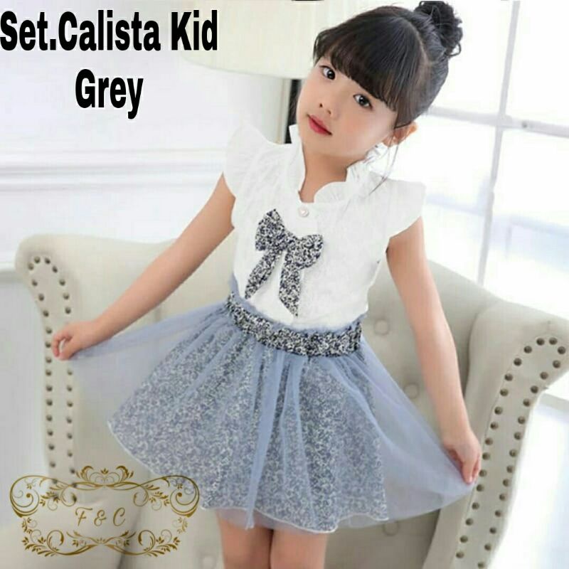 ST Set Stelan Anak Atasan Rok Babyterry Tile Calista Kid Kids