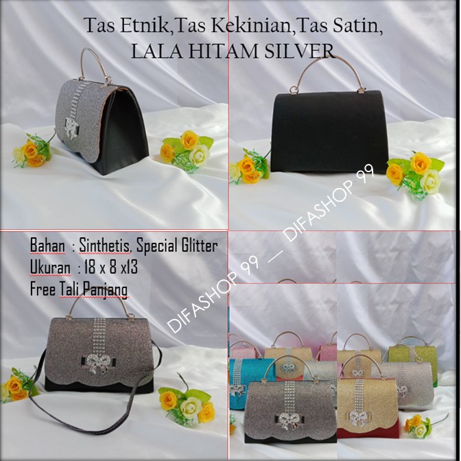 Tas Kecil,Tas Imut,Tas Kondangan,LALA HITAM SILVER,DIFASHOP 99
