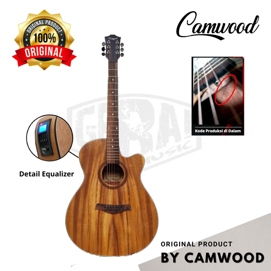 Camwood - Gitar Akustik Elektrik IWC-235 NSK ( Preamp PRINER LC ) Brown Original