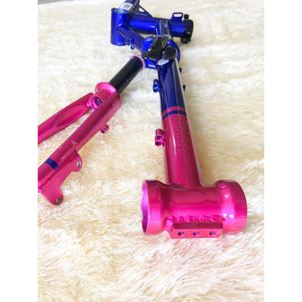 Frame Fork Fnhon Gust Wayang Antasena Discbrake Pink Biru Disc brake Db 16 inch Limited Pink Blue