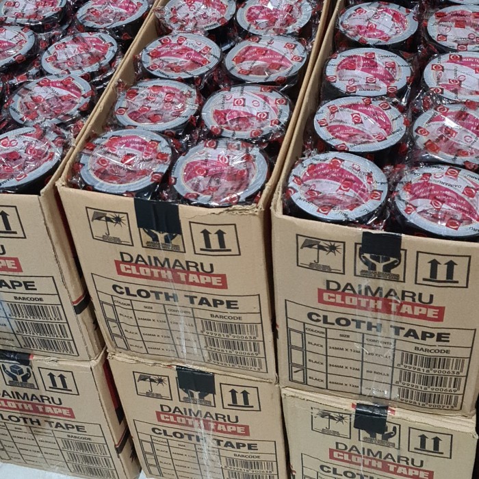 LAKBAN JILID KAIN HITAM DAIMARU 2 INCH 48 x 12 METER 1 DUS ( 60 ROLL )