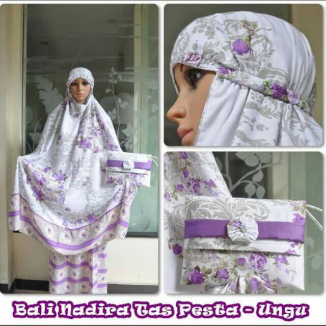 Mukena bali nadira tas pesta ungu