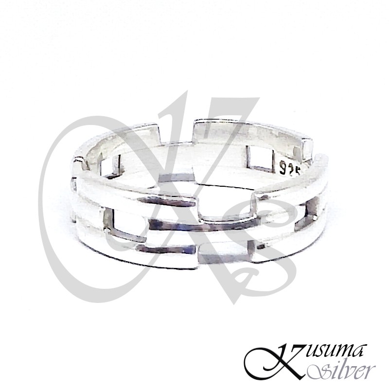 Cincin Ring Perak Silver Bali Polos Simple Rantai Kotak Bata Pria Laki Wanita Custom Asli 925