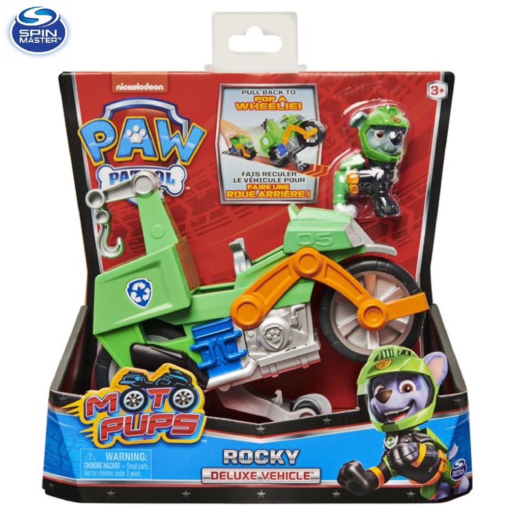 PAW PATROL Moto Pups Rocky Deluxe Pull Back Motorcycle Vehicle