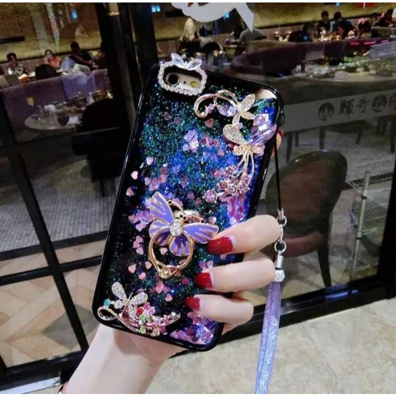 case glitter kupu-kupu diamond realme c15 vivo y12 y12i y15 y17