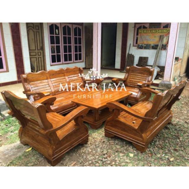 Set Kursi Ruang Tamu Gajah Tulang Minimalis Jati Furniture Jepara