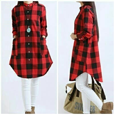 Kemeja kotak/ kemeja wanita casual / kemeja vintage/ kemeja kerja / Kemeja Blueberry /Lengan Panjang