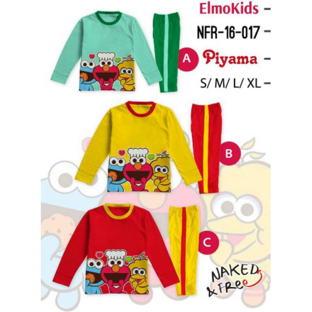 Piyama Anak Laki-Laki/Perempuan Elmo / Baju Tidur Anak Elmo