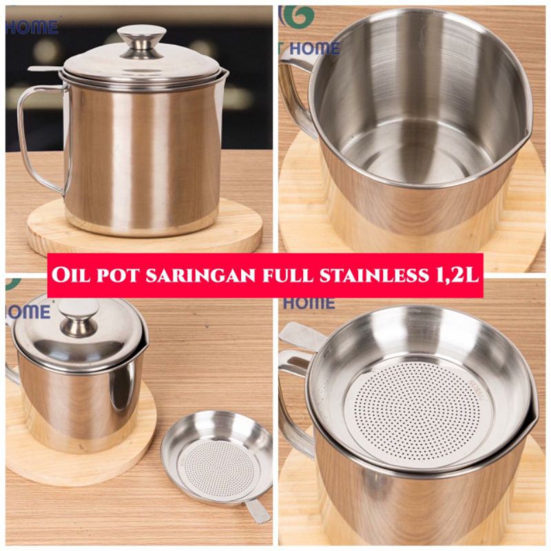 Oil Pot Stainless Gelas Saringan Minyak