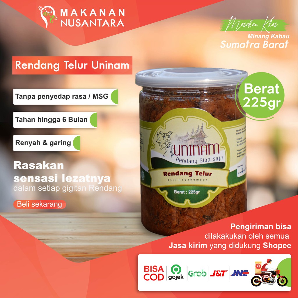 

Rendang Telur 225gr / Makanan Cepat Saji Rendang Padang Keripik Makanan Kemasan Kripik Food