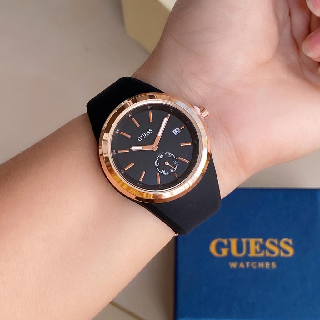 Jam Tangan Wanita Guess Rubber Detik Off Tanggal Aktif import