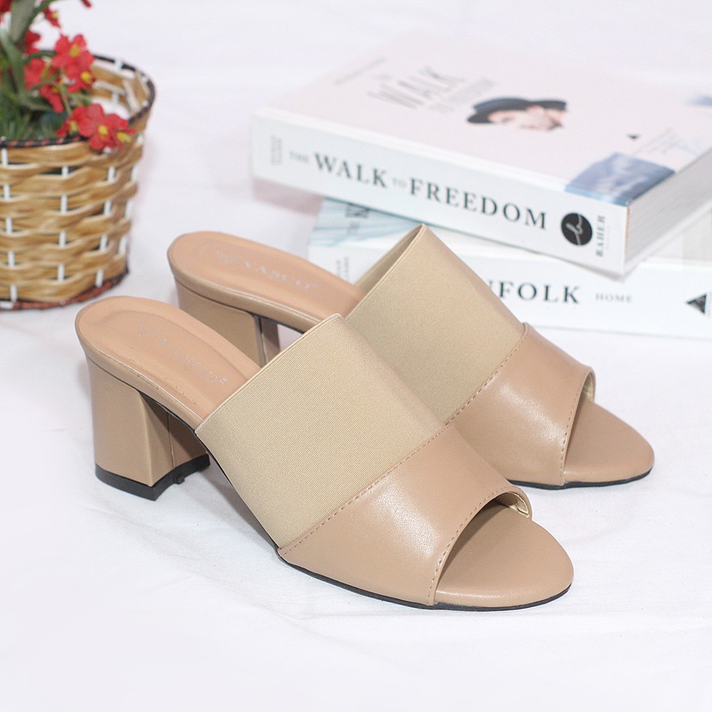 Milicca Sandal Wanita Mules High Heels Hak Tahu 7 cm Heilda