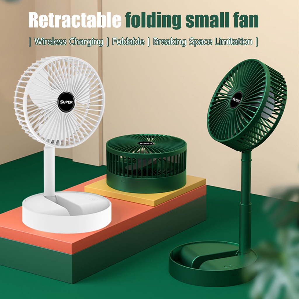 Portable Mini Fan Foldable Telescopic 180 Degree Rotation Mute Kipas Angin with 2000mAh 3 Gears Kipas Mini