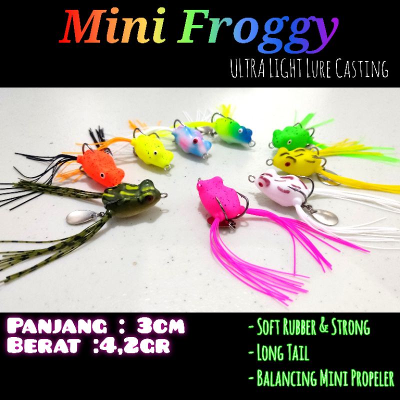 Soft Frog Guntur 4,5cm-7gr Ultra Light Casting Lure Softrog Kodok Karet Mini Umpan Gabus/Haruan/Toman