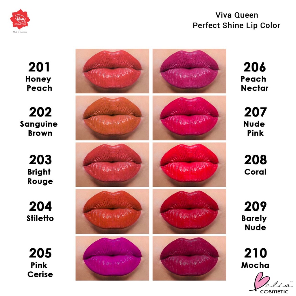 ❤ BELIA ❤ VIVA Queen Perfect Shine Lip Color Lipstik Lipstick 2.5g shades 201 - 210